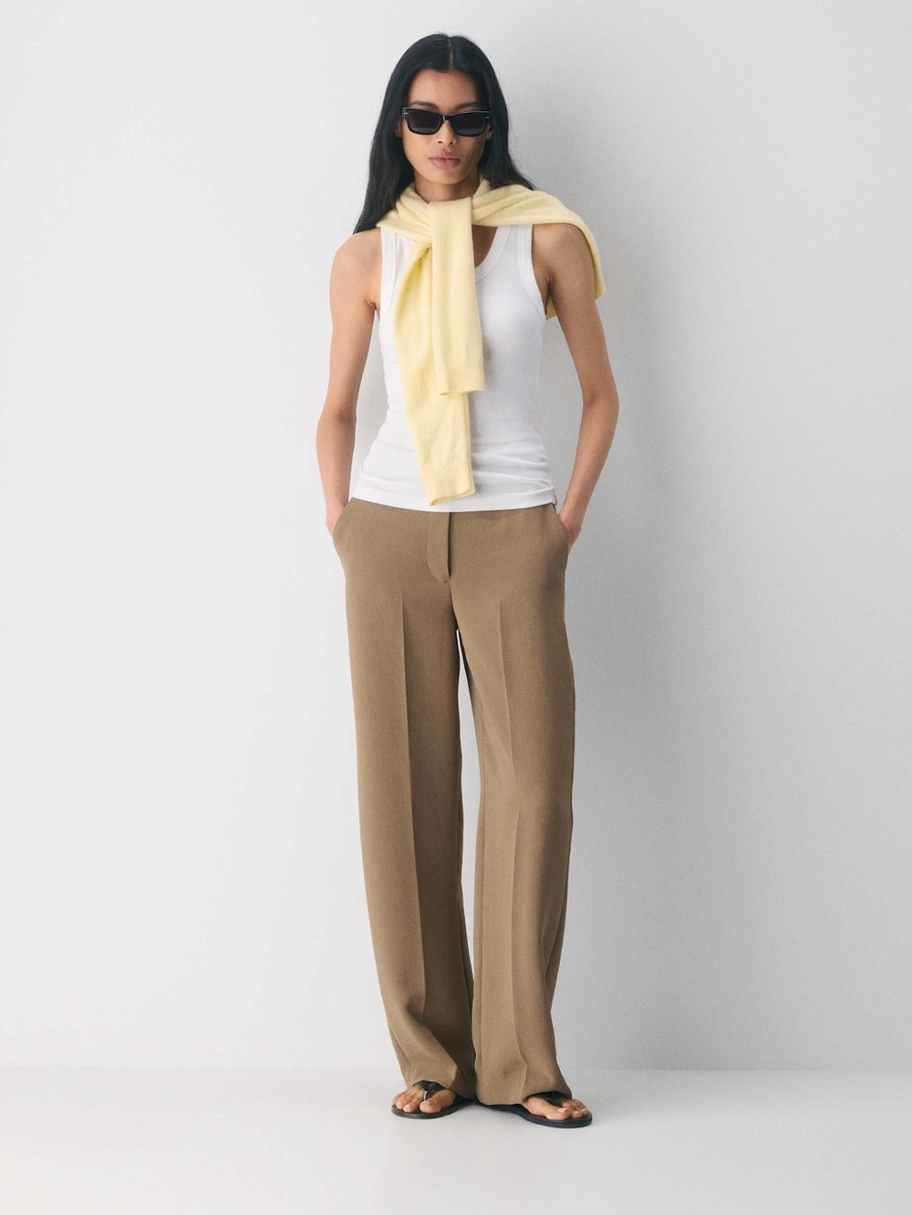 Aritzia The Limitless Pant Crepette Classic Fit Trouser Elastic Back Waist